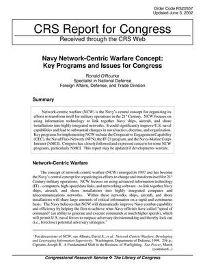 Navy Network-Centric Warfare Concept: Key Programs and Issues for Congress