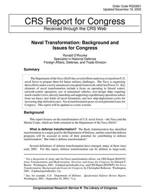 Naval Transformation: Background and Issues for Congress