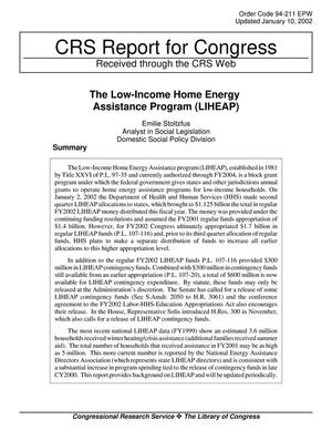 The Low-Income Home Energy Assistance Program (LIHEAP)