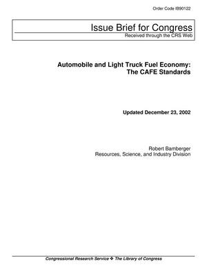Automobile and Light Truck Fuel Economy: The CAFE Standards