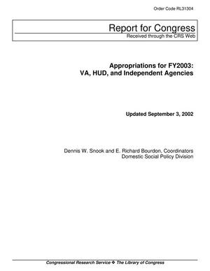 Primary view of object titled 'Appropriations for FY2003: VA, HUD, and Independent Agencies'.