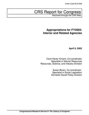 Primary view of object titled 'Appropriations for FY2003: Interior and Related Agencies'.