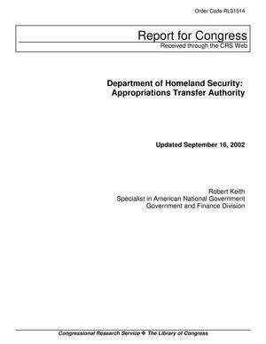 Department of Homeland Security: Appropriations Transfer Authority