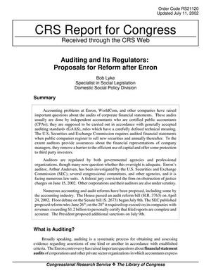 Auditing and Its Regulators: Proposals for Reform After Enron
