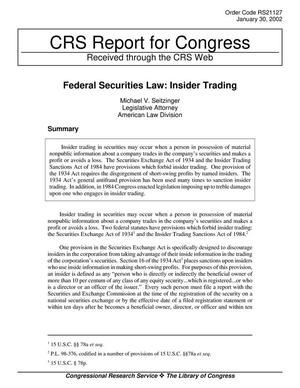 Federal Securities Law: Insider Trading