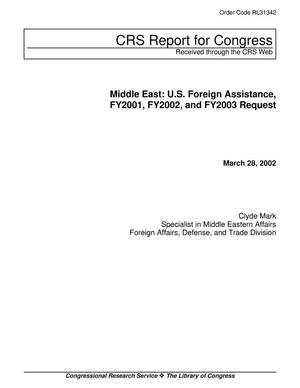 Middle East: U.S. Foreign Assistance, FY2001, FY2002, and FY2003 Request