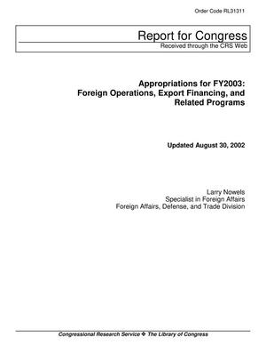 Appropriations for FY2003: Foreign Operations, Export Financing and Related Programs
