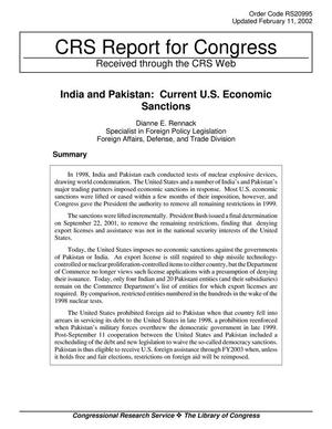 India and Pakistan: Current U.S. Economic Sanctions