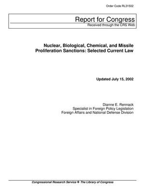 Nuclear, Biological, Chemical, and Missile Proliferation Sanctions: Selected Current Law