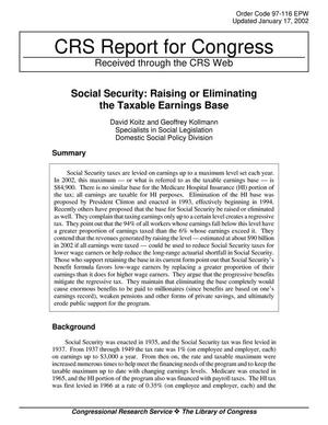 Social Security: Raising or Eliminating the Taxable Earnings Base