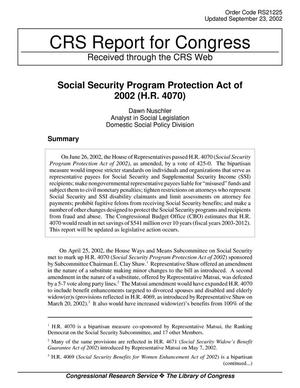 Social Security Program Protection Act of 2002 (H.R. 4070)