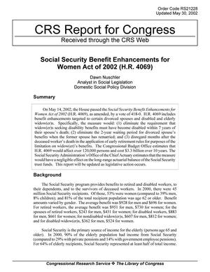 Social Security Benefit Enhancements for Women Act of 2002 (H.R. 4069)
