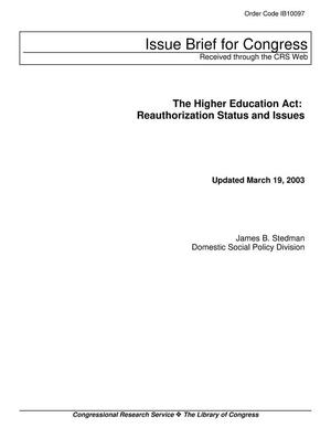 The Higher Education Act: Reauthorization Status and Issues