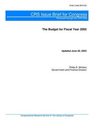 Primary view of object titled 'The Budget for Fiscal Year 2003'.