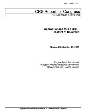 Appropriations for FY2004: District of Columbia