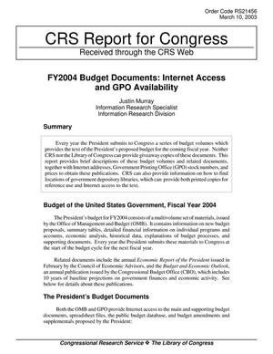 FY2004 Budget Documents: Internet Access and GPO Availability