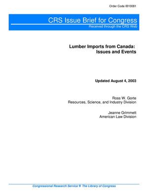 Primary view of object titled 'Lumber Imports from Canada: Issues and Events'.