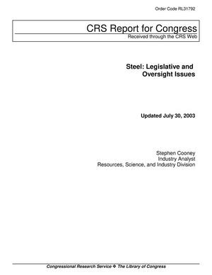 Primary view of object titled 'Steel: Legislative and Oversight Issues'.