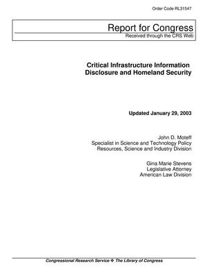 Critical Infrastructure Information Disclosure and Homeland Security