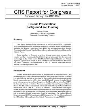 Historic Preservation: Background and Funding