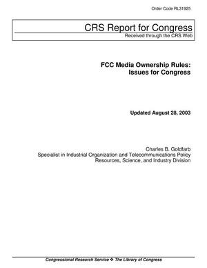 FCC Media Ownership Rules: Issues for Congress