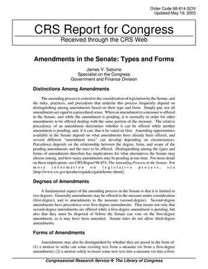 Amendments in the Senate: Types and Forms