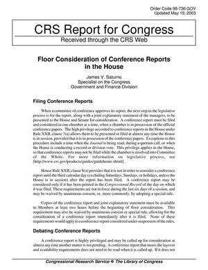Floor Consideration of Conference Reports in the House