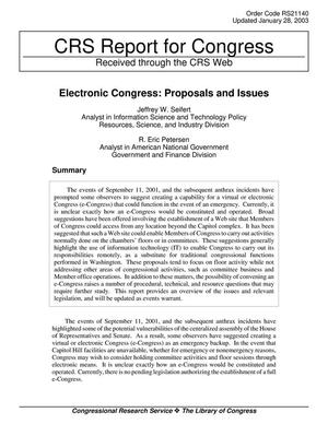 Primary view of object titled 'Electronic Congress: Proposals and Issues'.
