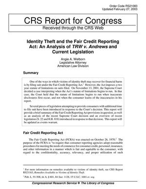 Identity Theft and the Fair Credit Reporting Act: An Analysis of