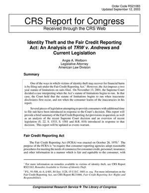 Identity Theft and the Fair Credit Reporting Act: An Analysis of