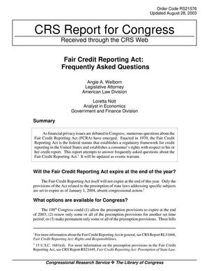 Fair Credit Reporting Act: Frequently Asked Questions