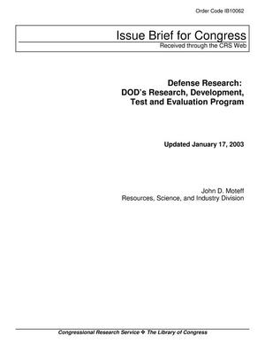 Defense Research: DOD's Research, Development, Test and Evaluation Program