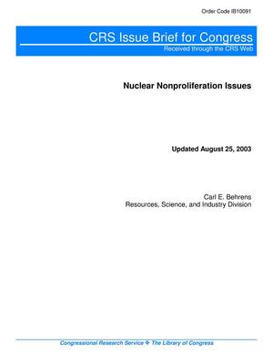 Nuclear Nonproliferation Issues