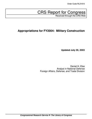 Appropriations for FY2004: Military Construction