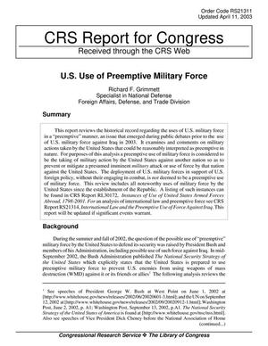 U.S. Use of Preemptive Military Force