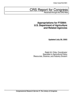 Appropriations for FY2004: U.S. Department of Agriculture and Related Agencies