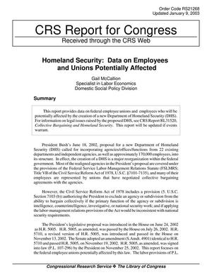Homeland Security: Data on Employees and Unions Potentially Affected