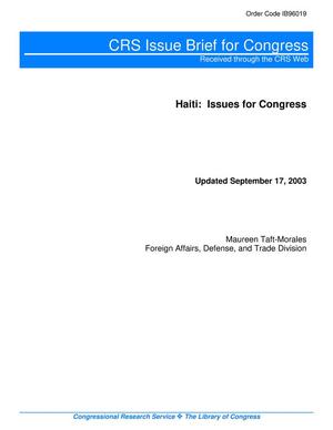 Haiti: Issues for Congress