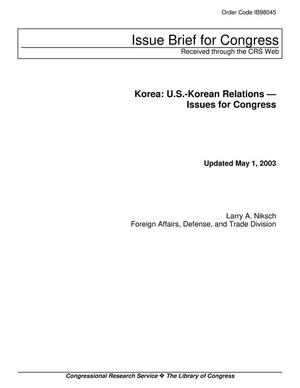 Korea: U.S.-Korean Relations - Issues for Congress