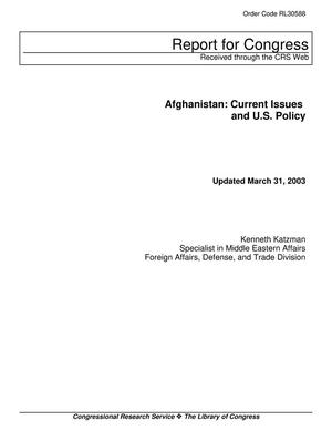 Primary view of object titled 'Afghanistan: Current Issues and U.S. Policy'.