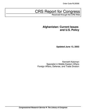 Afghanistan: Current Issues and U.S. Policy