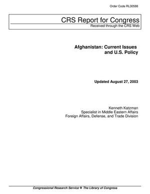 Afghanistan: Current Issues and U.S. Policy