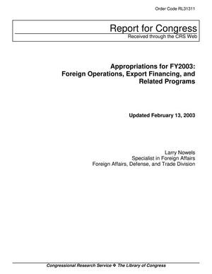 Appropriations for FY2003: Foreign Operations, Export Financing and Related Programs