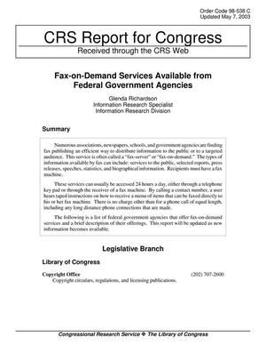 Primary view of object titled 'Fax-on-Demand Services Available from Federal Government Agencies'.