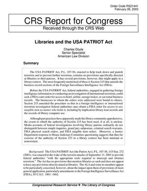 Libraries and the USA PATRIOT Act