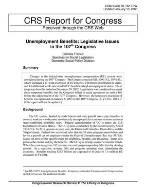 Unemployment Benefits: Legislative Issues in the 107th Congress