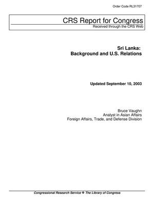 Sri Lanka: Background and U.S. Relations