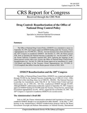 Drug Control: Reauthorization of the Office of National Drug Control Policy