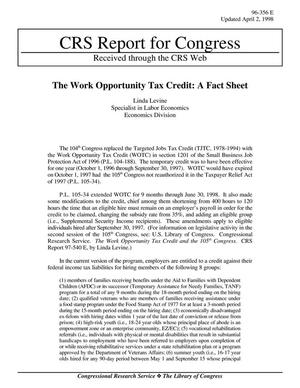 The Work Opportunity Tax Credit: A Fact Sheet