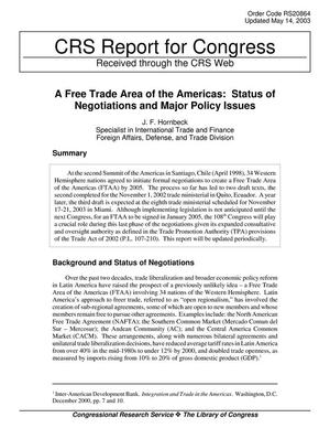 A Free Trade Area of the Americas: Status of Negotiations and Major Policy Issues